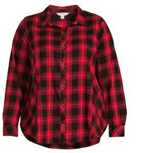 Cotton Plaid Classic Stretchy Button Down Shirt relaxed casual relaxed Plus size